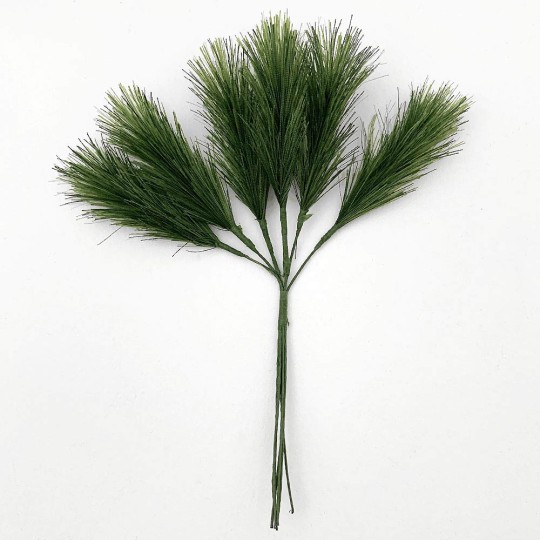 Bundle of 6 Green Fabric Pine Sprigs  ~ Austria ~ 2" Long